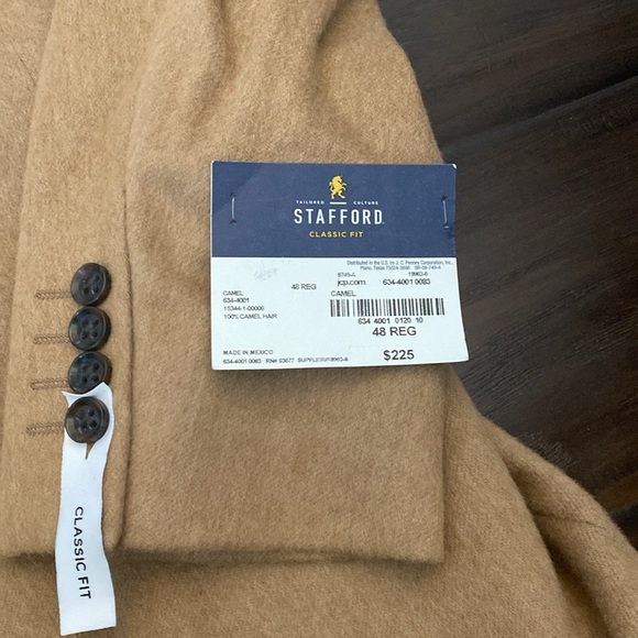 New with Tag Stafford 100% Camel Hair 2 button 2 vents Sport Coat Jacket 48R - Picture 14 of 14